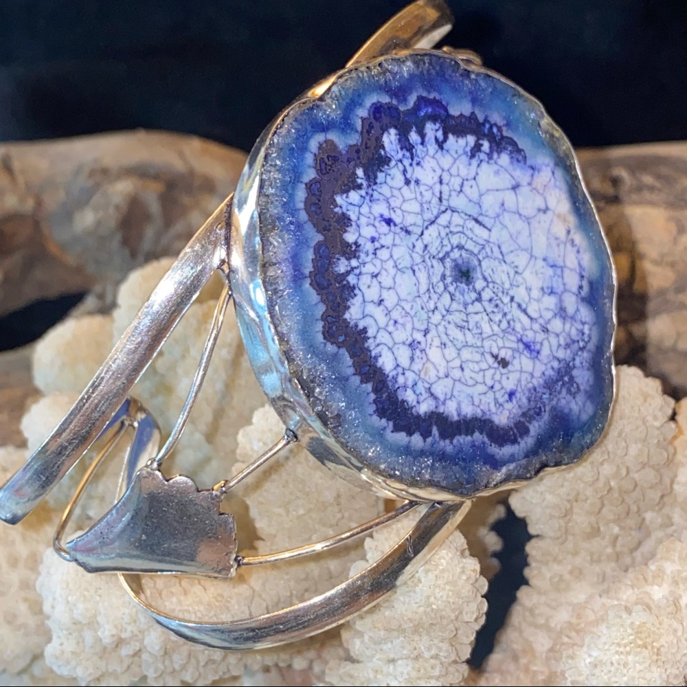 Solar Agate Geode Natural Gemstone statement cuff
